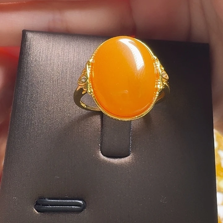 蜜蜡银S925镶嵌戒指戒指