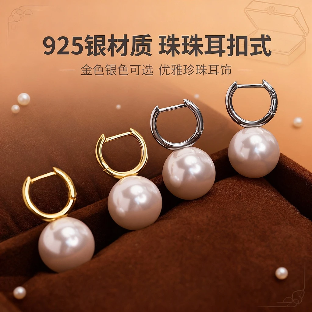 丽沁 925银耳饰 装腔启示录蔡文静同款珠珠耳扣法式复古耳饰