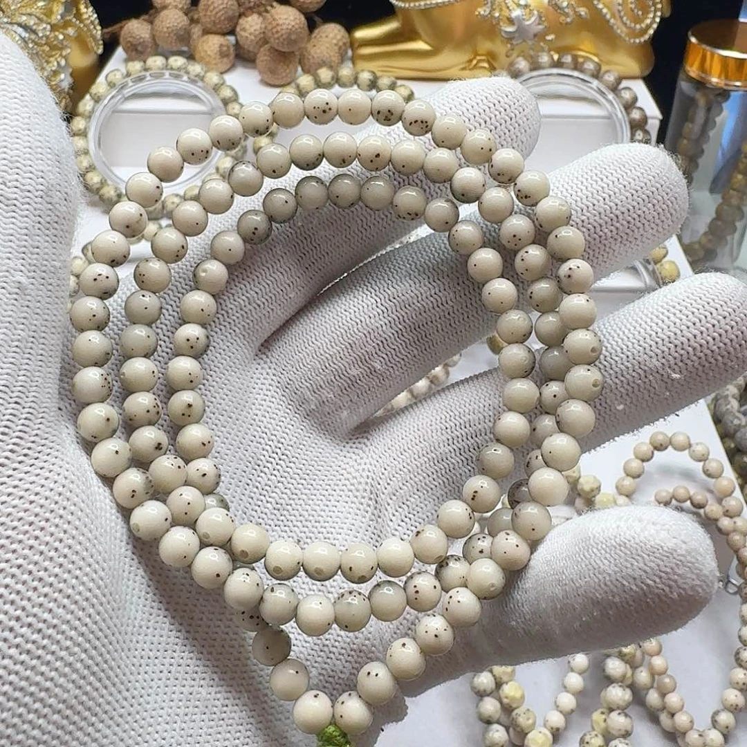 星月菩提手串石玉料6/6糯冰冰透料通体留白小细星多圈