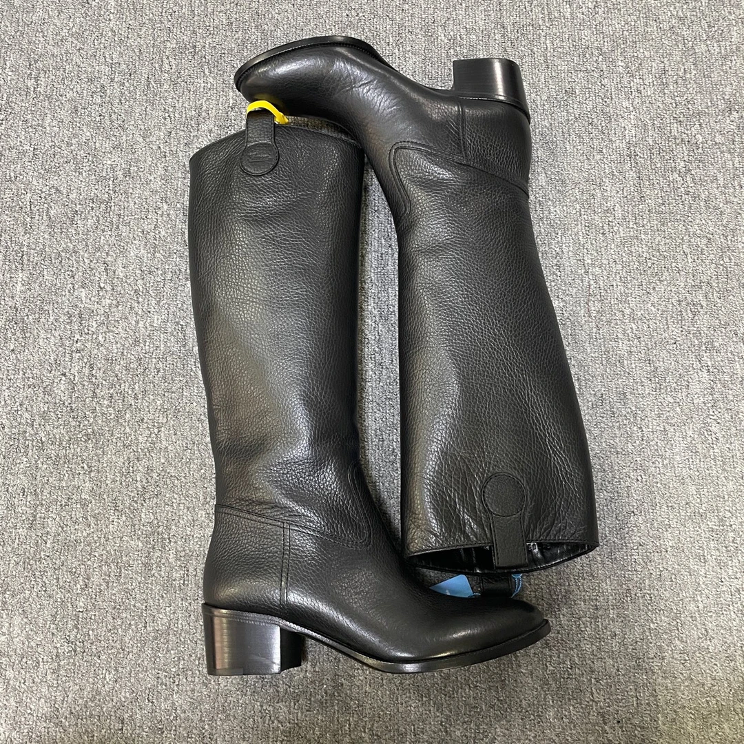 99新 GUCCI/古驰 皮革 粗跟舒适 高筒靴 38.5码/17810