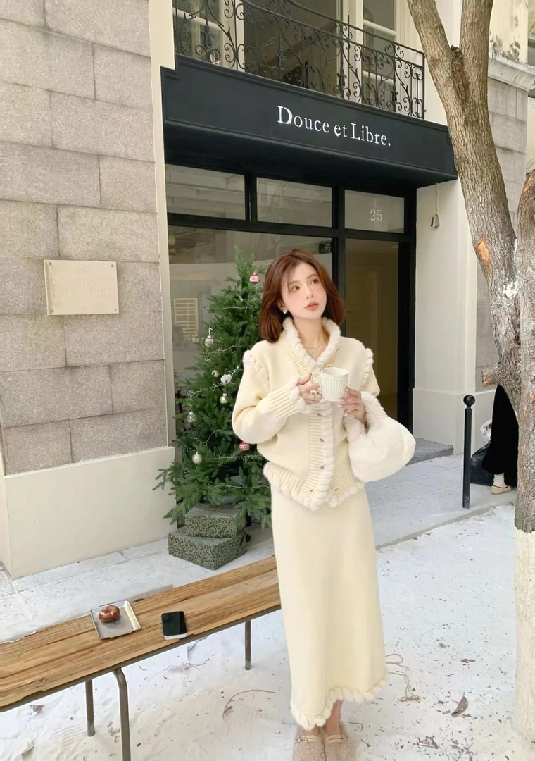 【芝士Cheese】芬兰下雪天 慵懒毛毛手工毛衣套装 时尚百搭秋冬气质