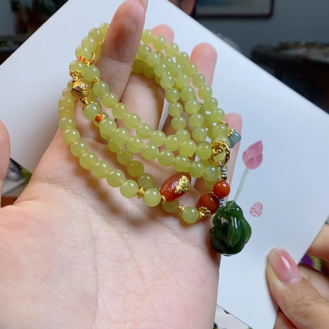 和田玉银S925镀金镶嵌颈饰