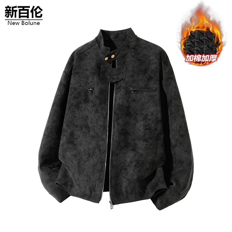 新百伦/NEW BOLUNE美式百搭夹克男秋冬加绒潮流宽松痞帅长袖外套