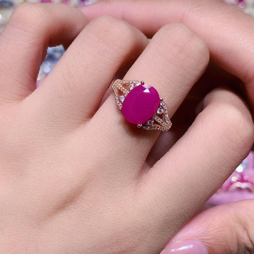 银S925镶嵌戒指红宝石