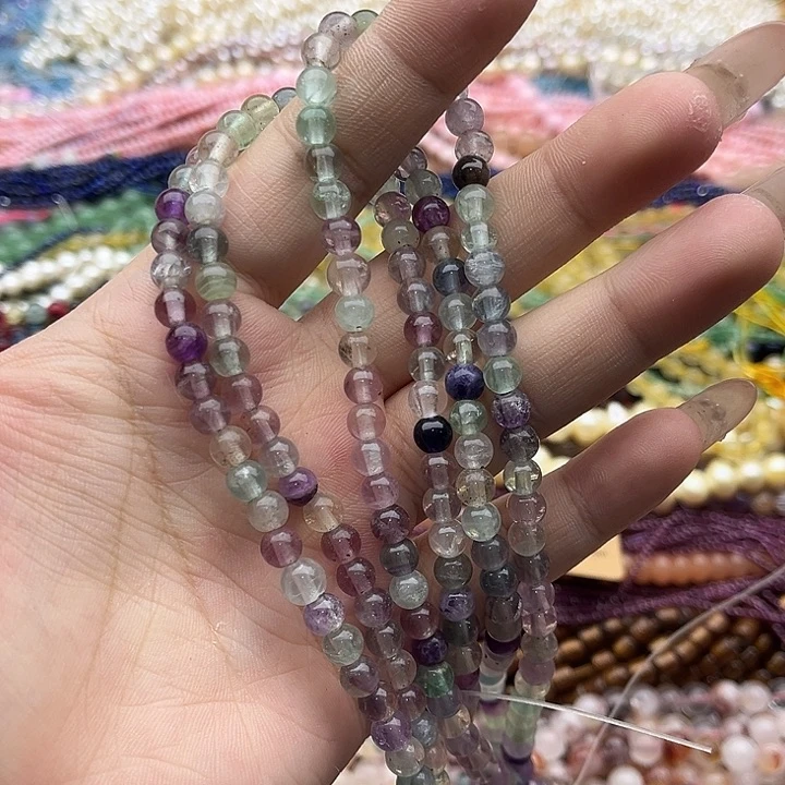 玛瑙/玉髓珠宝半成品未镶嵌一条6mm左右萤石几颗有瑕