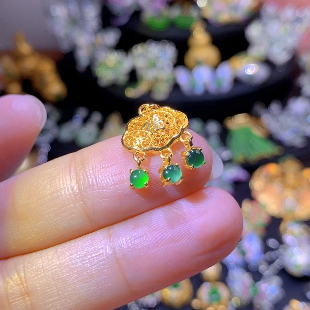 翡翠银S925镶嵌颈饰天然翡翠
