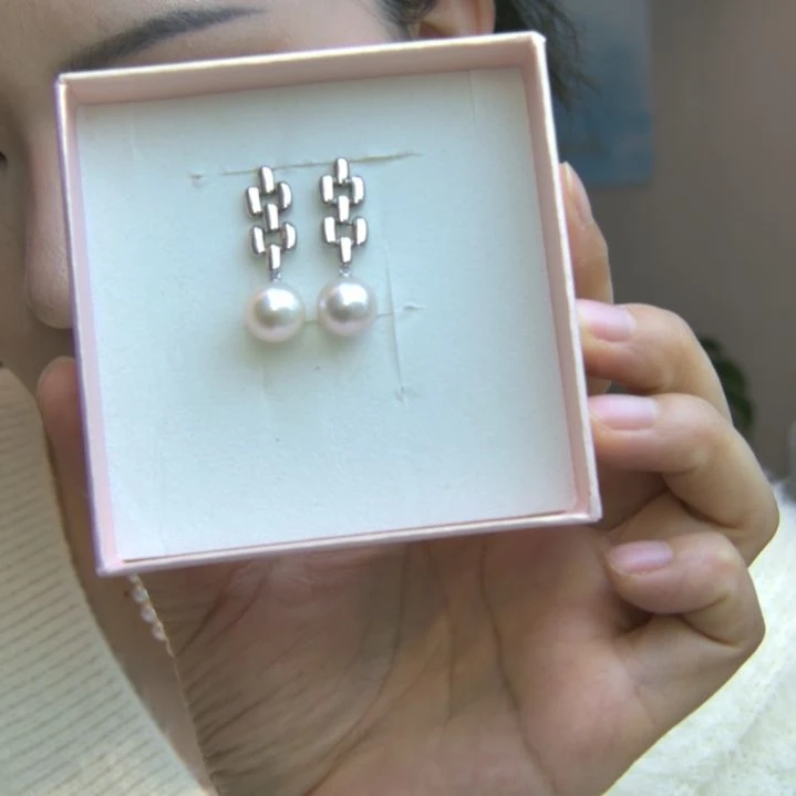 淡水珍珠耳饰银S925镶嵌