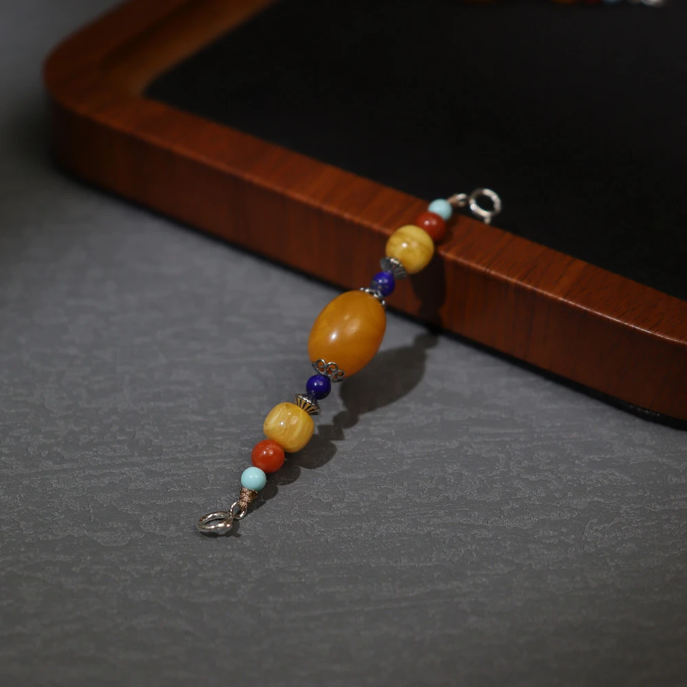 蜜蜡延长链·老蜡枣珠老型珠DIY款·S925银·多样性发一·SMLA703