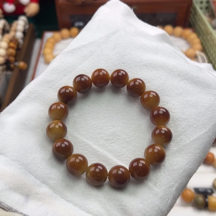 菩提根/象牙果手串卡14圆珠虎皮微瑕