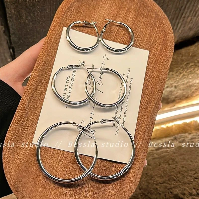 钛钢耳饰 气质小胖圈耳圈女2025新款爆款圆脸显瘦耳环气质ins耳饰