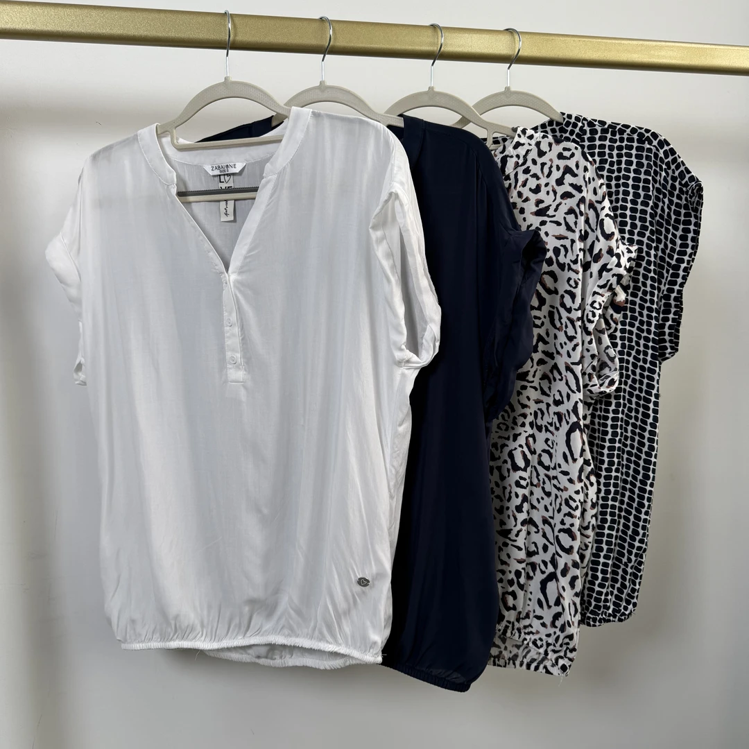 D3402 女士夏季四色V领透气亲肤短袖T恤