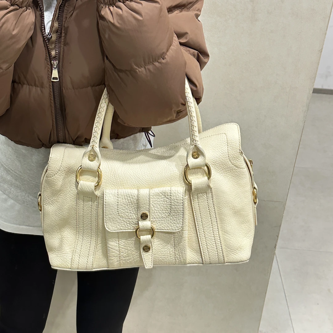 95新 Celine/思琳 奶黄色手提单肩包