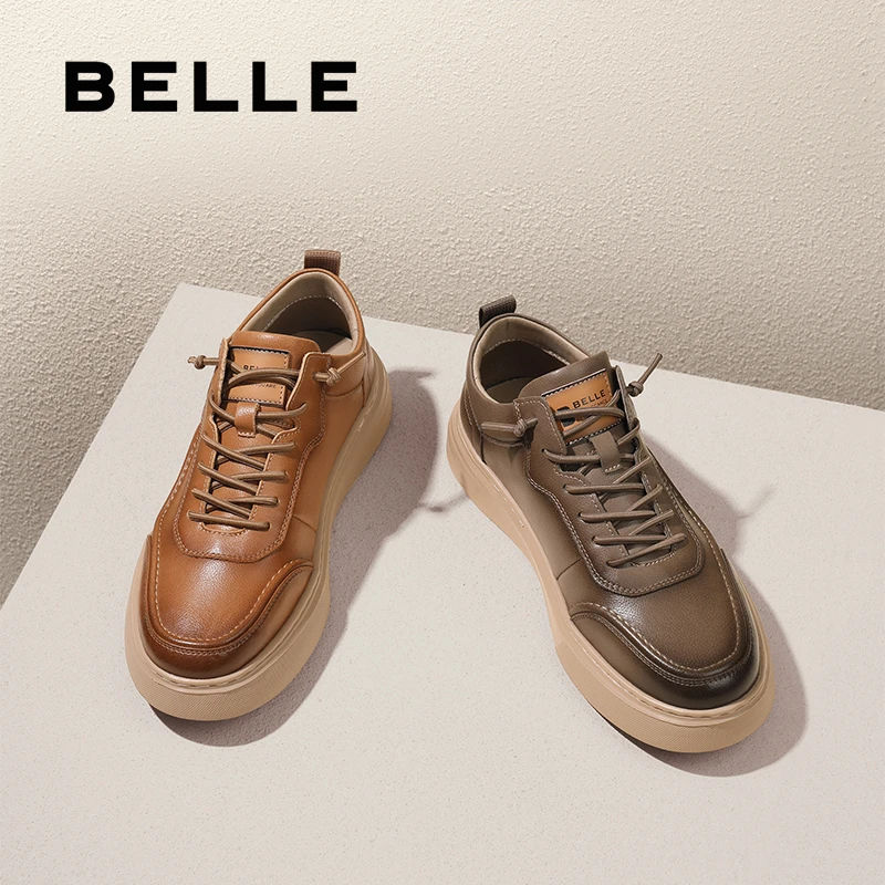 百丽复古潮搭休闲鞋男2024春新商场同款户外运动板鞋加绒8FX01AM4