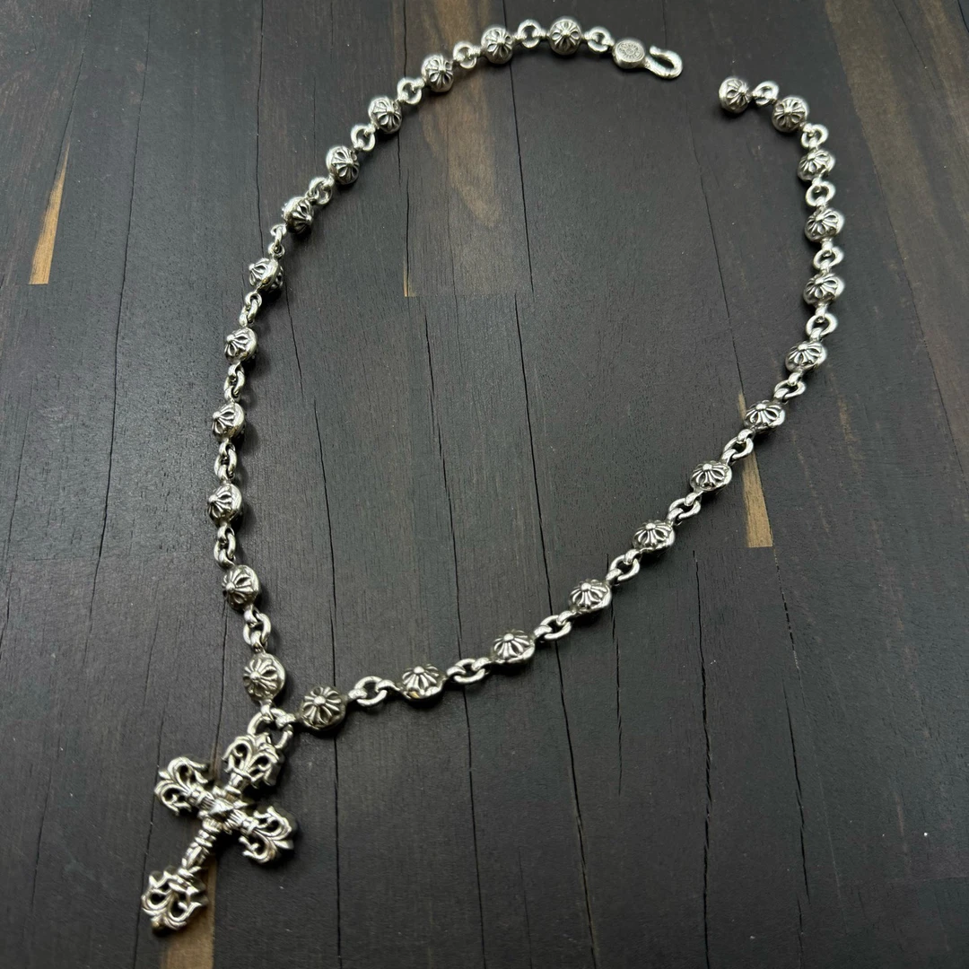 未使用 50cm Chrome Hearts 克罗心 火焰银球一体项链