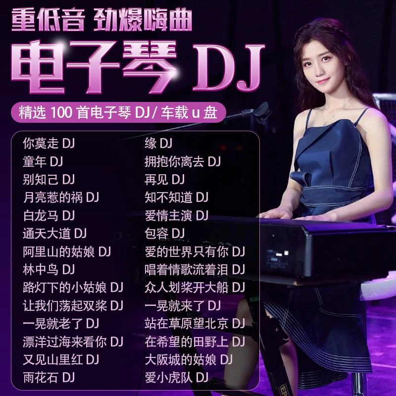 重低音电子琴DJ车载U盘经典流行歌曲纯音乐无损高音质车用优盘MP3