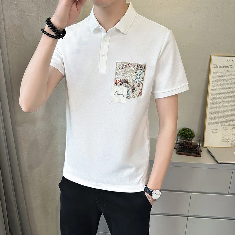 2025款夏季新款男士短袖Polo刺绣时尚翻领休闲韩版高品质刺绣polo