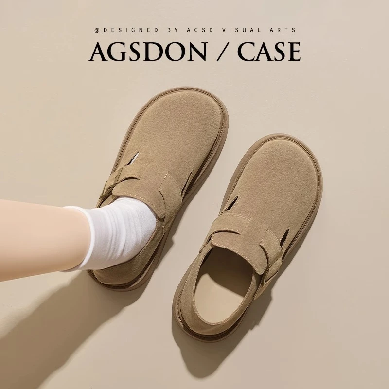 奥古狮登勃肯鞋女2025新款秋季全包一脚蹬博肯鞋厚底增高女鞋爆款