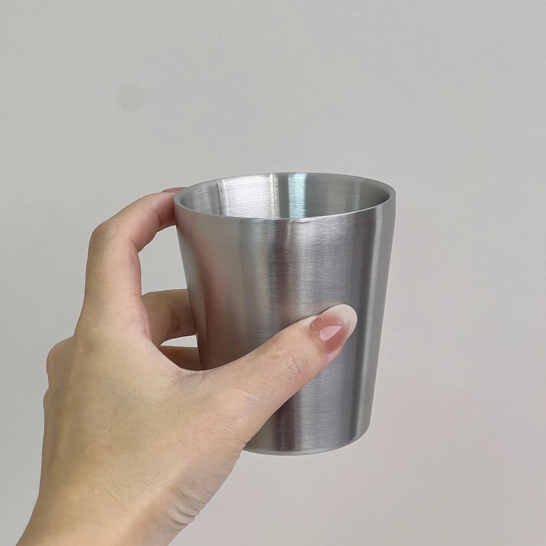【2个装】304不锈钢直饮随手杯直款口杯双层防烫水杯茶杯咖啡杯酒杯