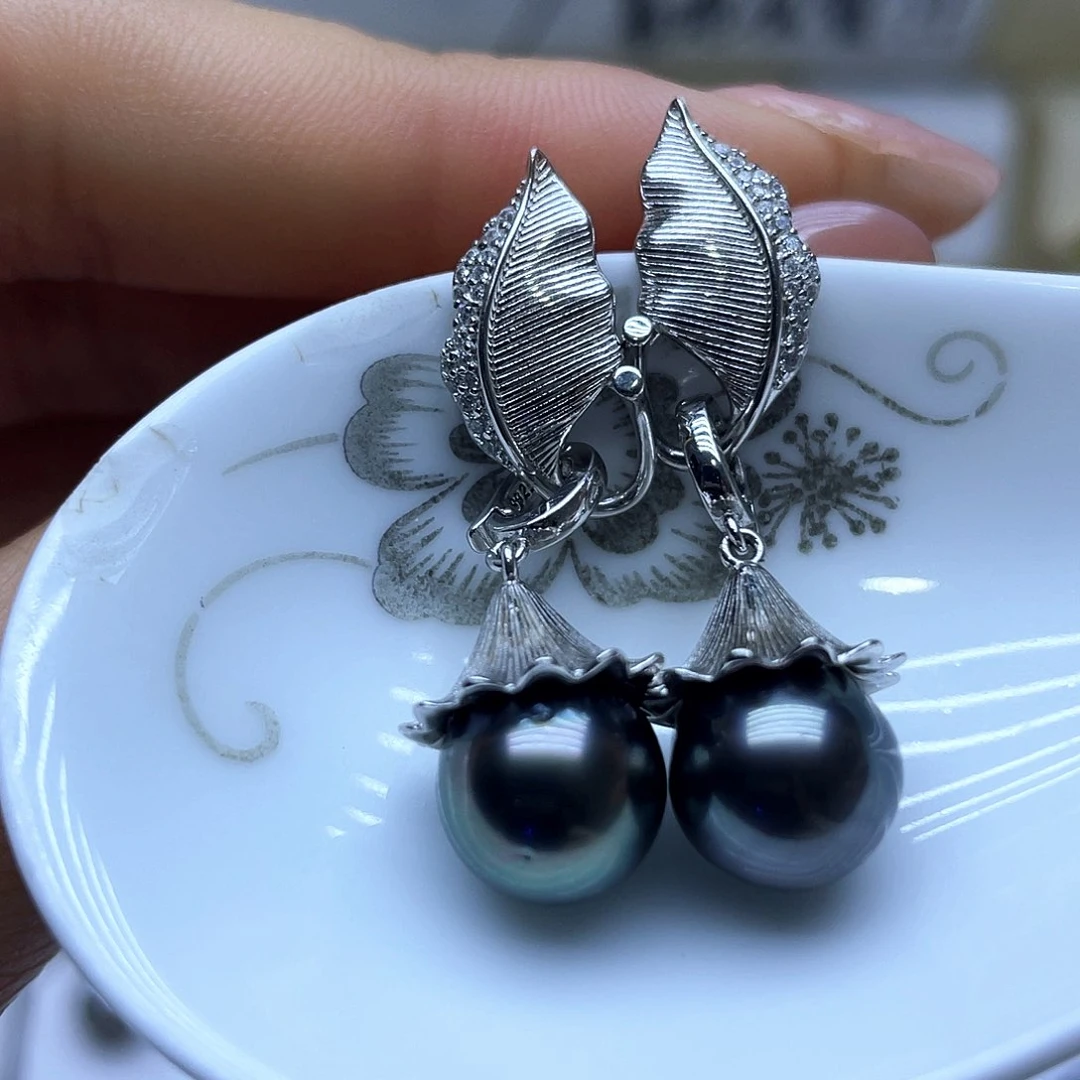 海水珍珠耳饰银S925镶嵌