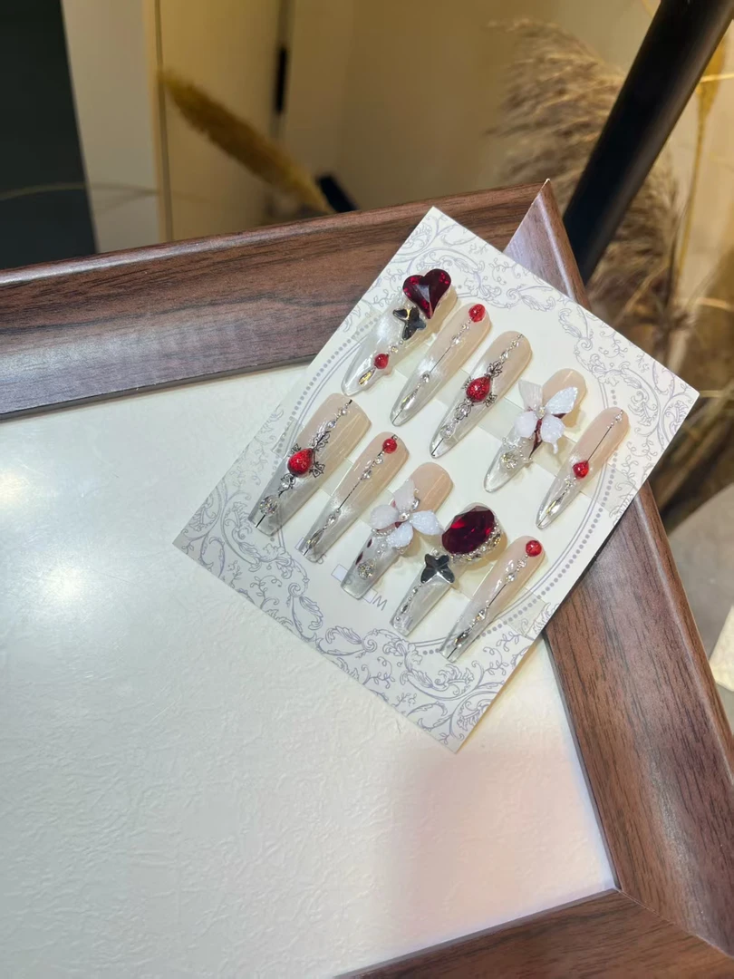 吖吖定制|A38「」高端轻奢 纯手工定制 东洲 锆石 蝴蝶 穿戴美甲