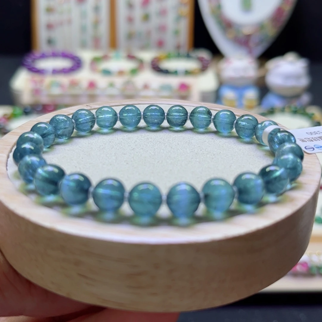 手链未镶嵌碧玺7.5mm全蓝猫眼