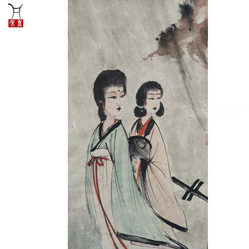 O1062仕女立轴34x134/4.1平尺