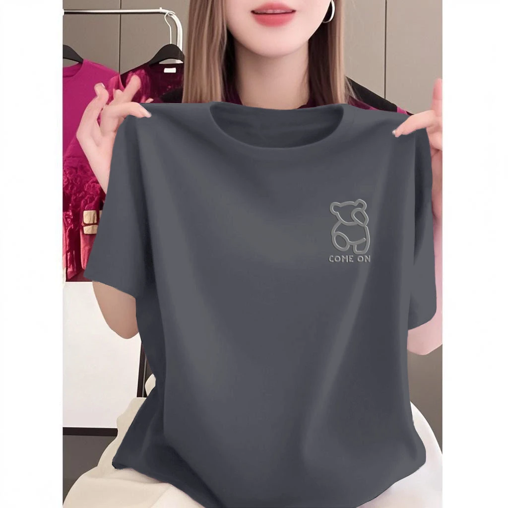 夏季新款小众印花减龄纯棉短袖设计感大码薄款上衣女士百搭t恤衫