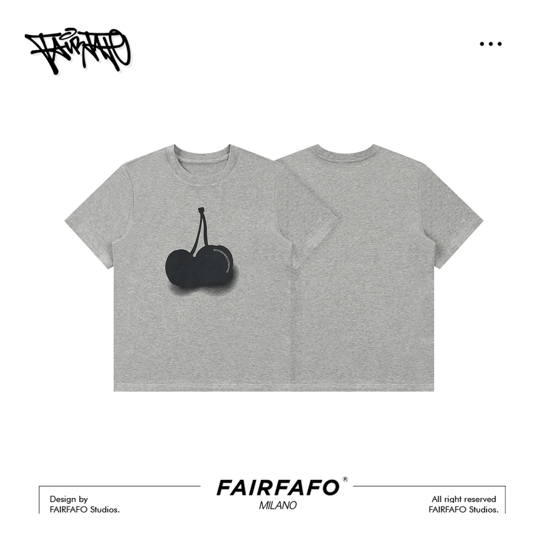 FAIRFAFO【樱桃印花短袖】立体印花夏日通勤穿搭TXCL53112