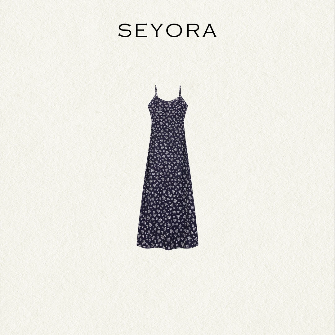 Seyora【花影轻喃】夏日度假碎花收腰吊带连衣裙 L32072SY51