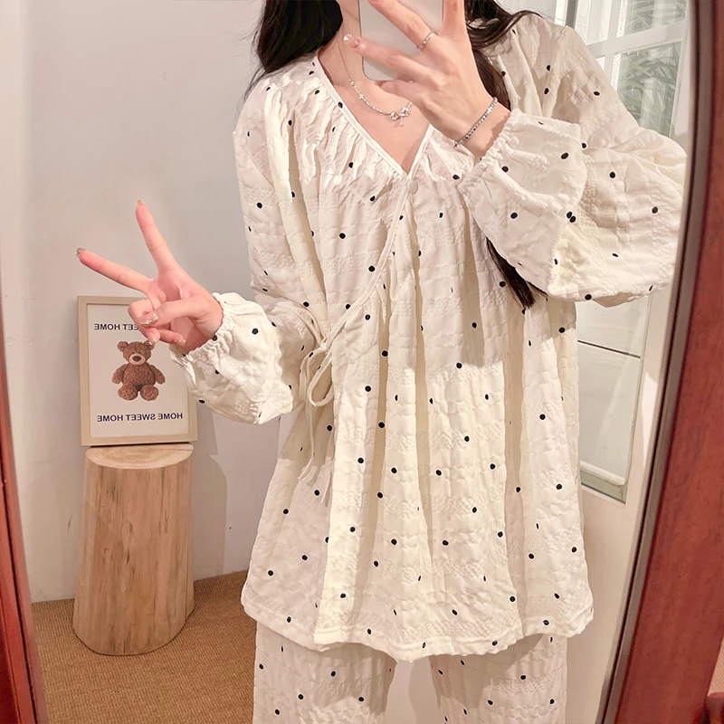 夏季薄款月子服产后长袖云朵棉和服春秋哺乳喂奶孕妇怀孕期家居服