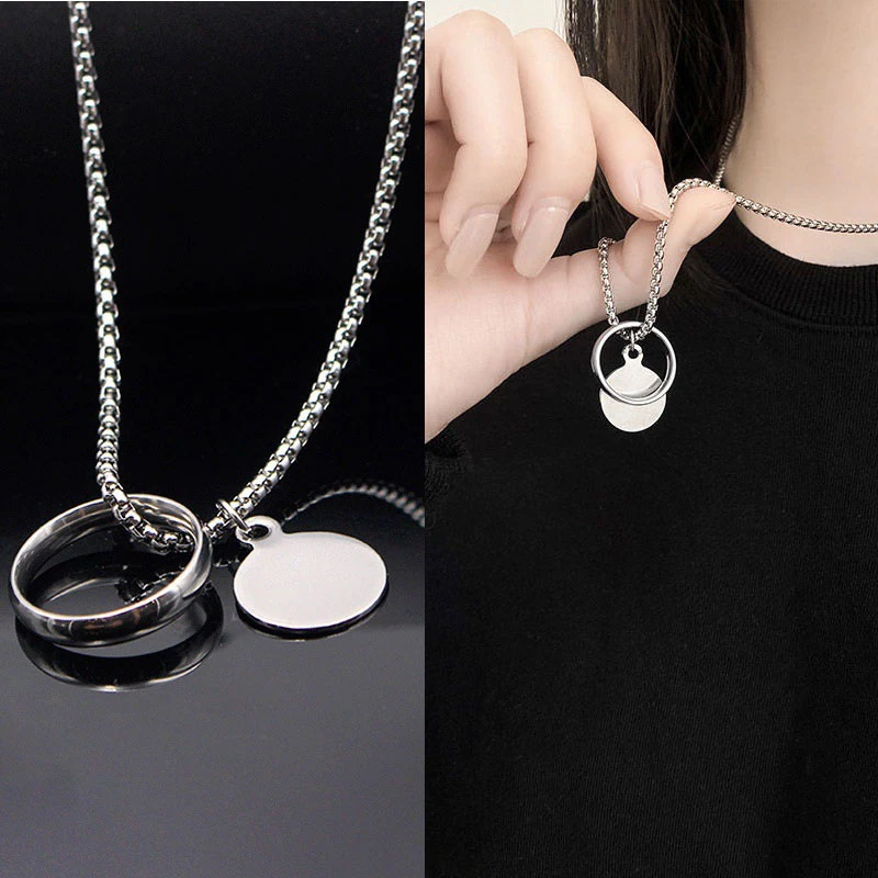 合金吊坠 王一博同款戒指项链两用ins潮欧美嘻哈蹦迪男女项链吊坠