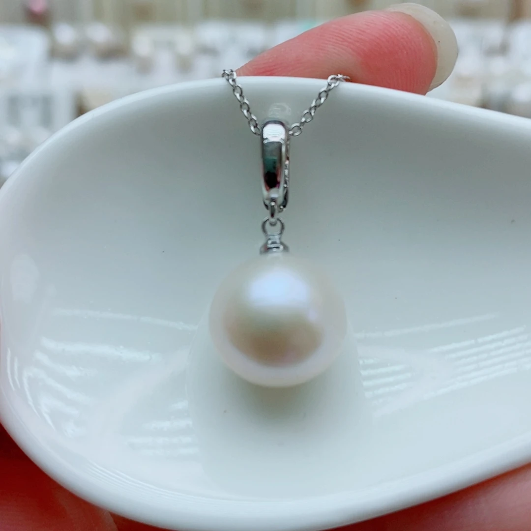 淡水珍珠银S925镶嵌吊坠(赠链)12.6mm