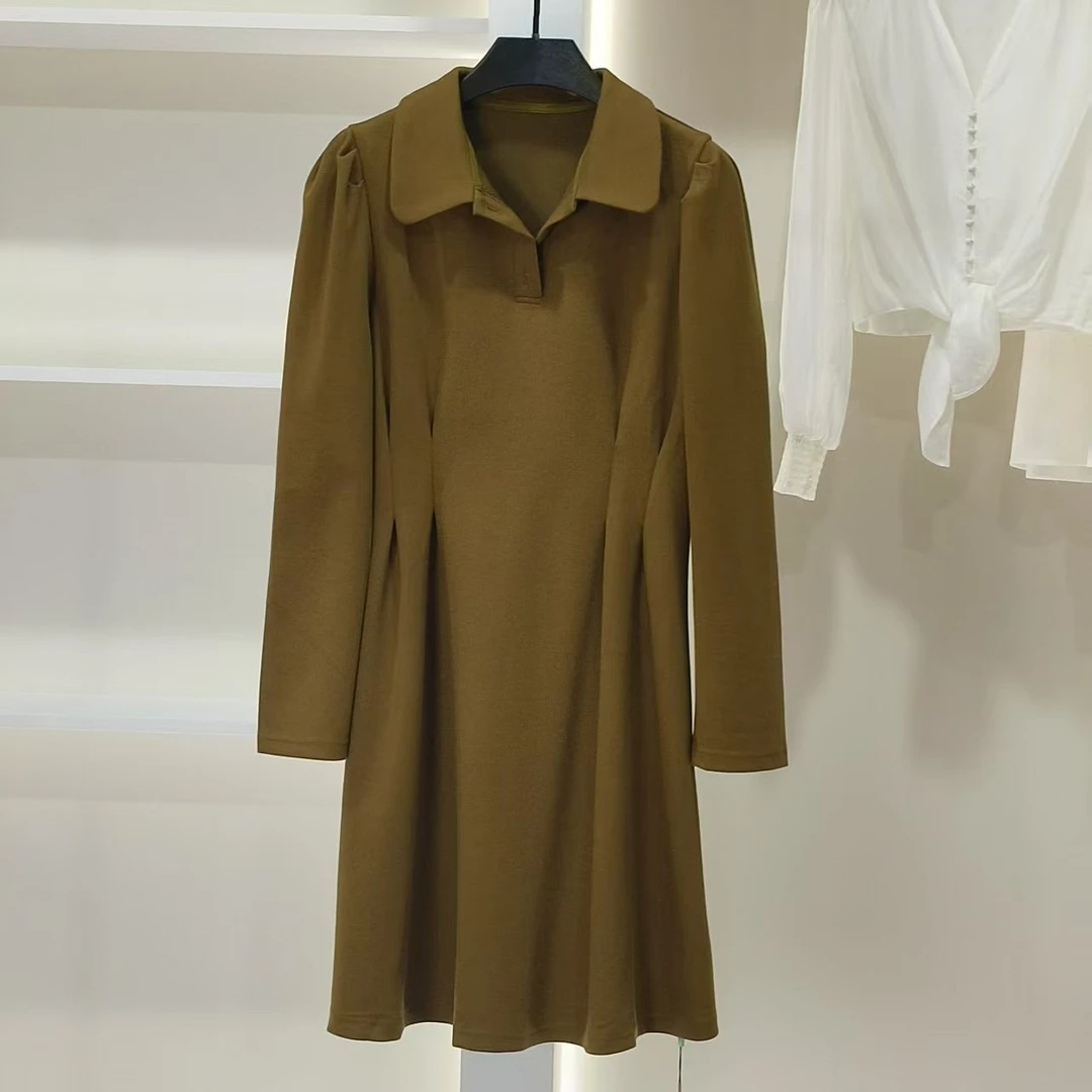 麦迪尚品 5042901 春季节简约翻领单色连衣裙品牌撤柜女装折扣