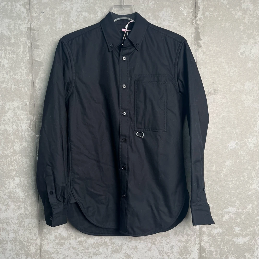 未使用 BURBERRY/博柏利 XS/黑色简约纯色纯棉衬衫外套/18597/JP