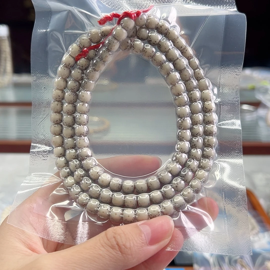 星月菩提手串Fqh7*6冰透料 通体留白 火龙果星点
