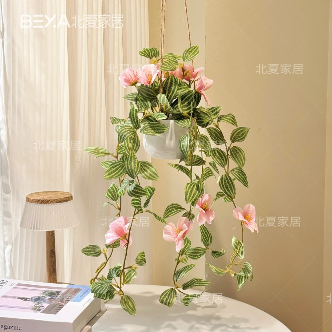 仿真吊兰垂吊吊花绿植仿真假花垂吊摆件花艺北欧客厅室内