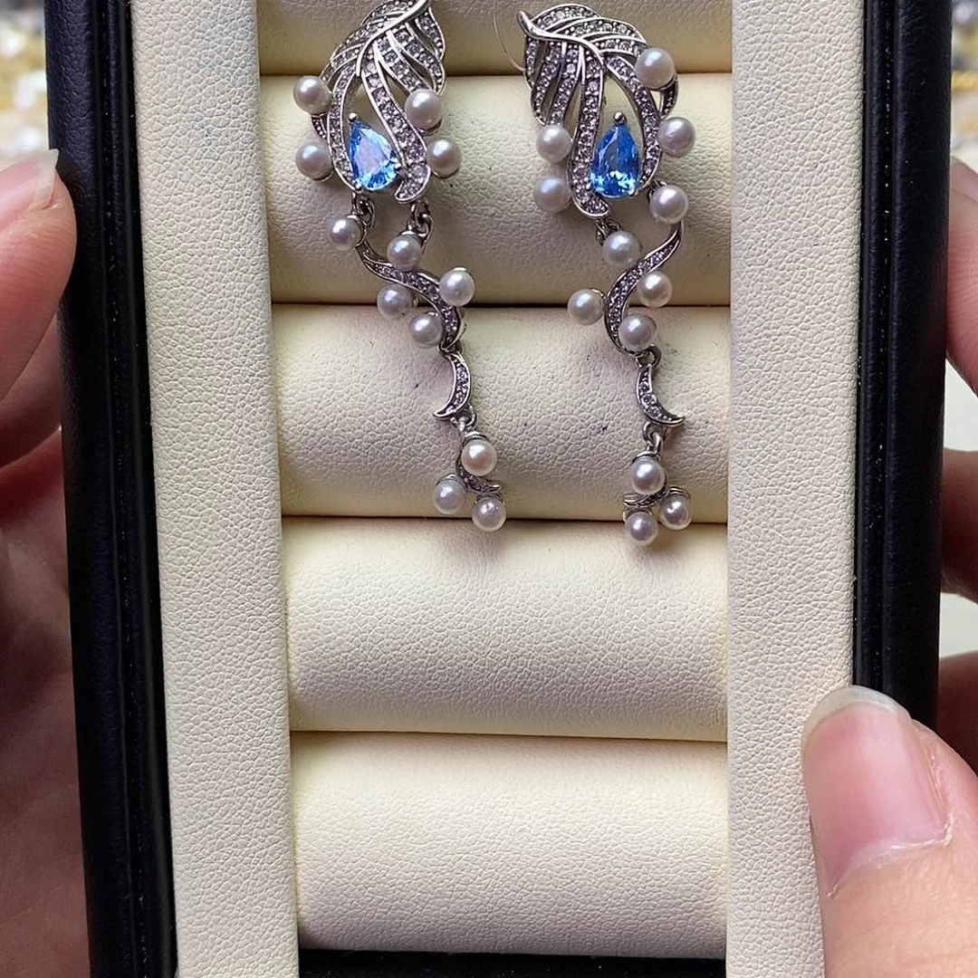 海水珍珠耳饰银S925镶嵌