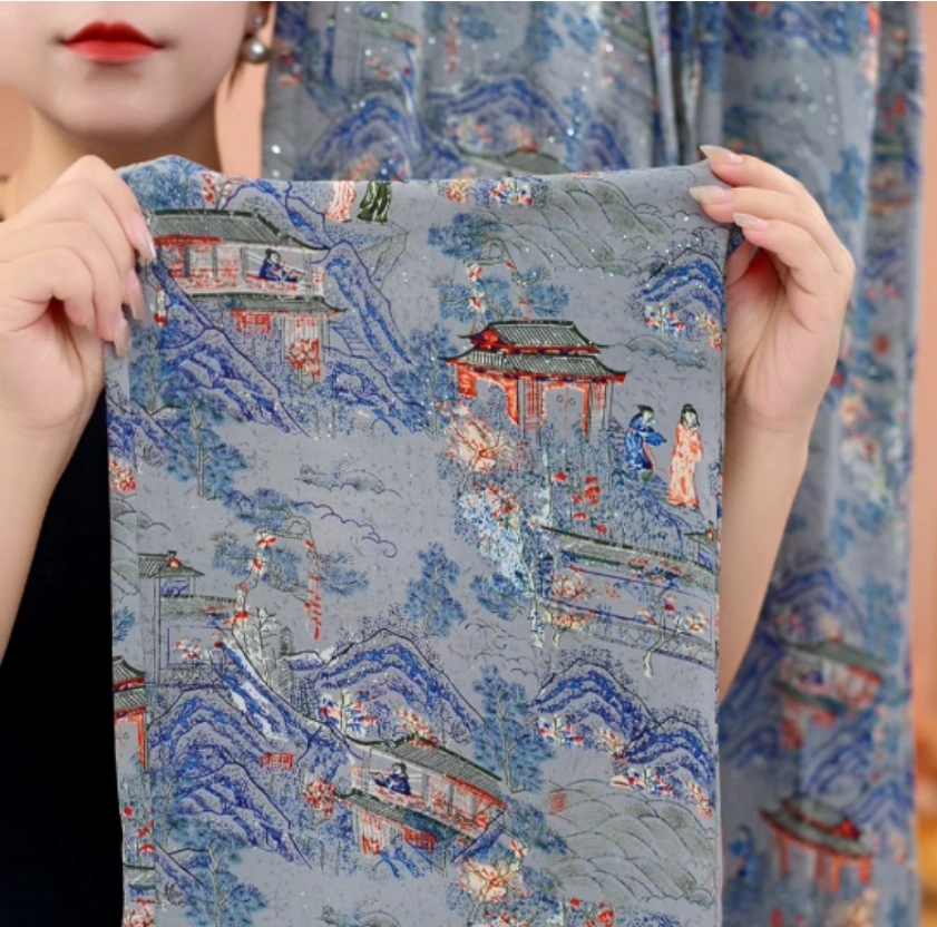 【3D织花】花间丝绸2025新款高腰垂直冰丝凉感透气阔腿裤C127冰冰