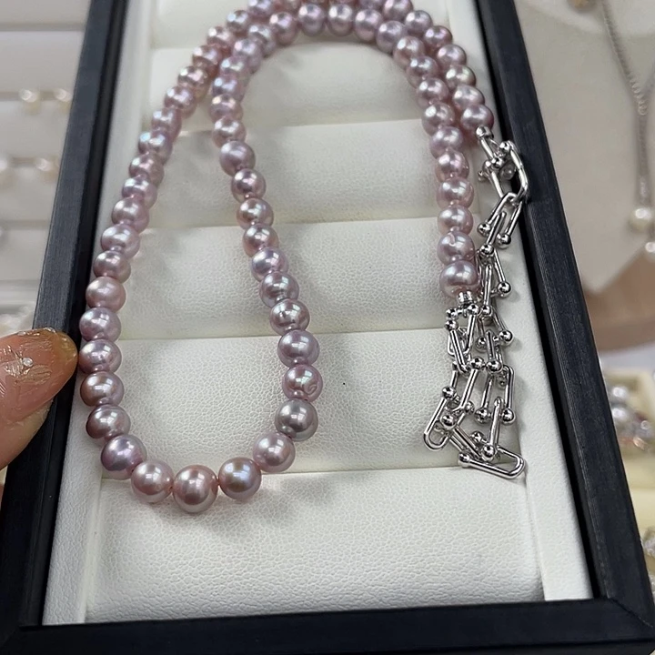 淡水珍珠颈饰银S925镶嵌