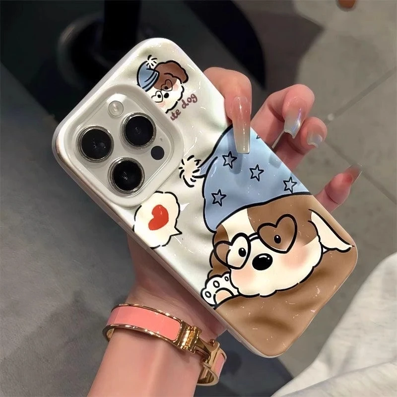 睡帽小狗适用iphone16/15promax新款手机壳14软壳13pro高级感防摔
