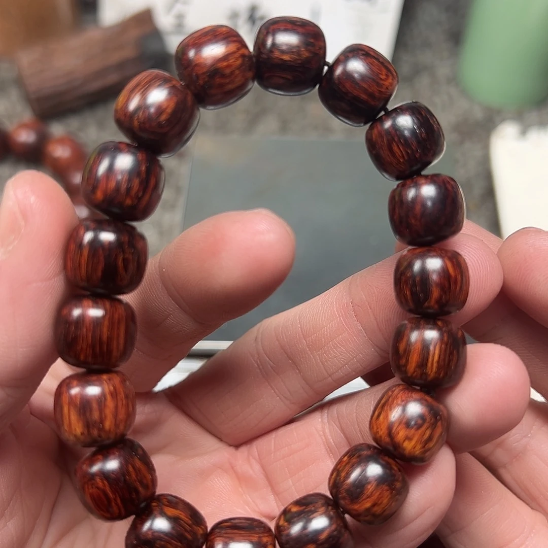 降真香手串/手链海南红降1.2老邢黑金虫漏