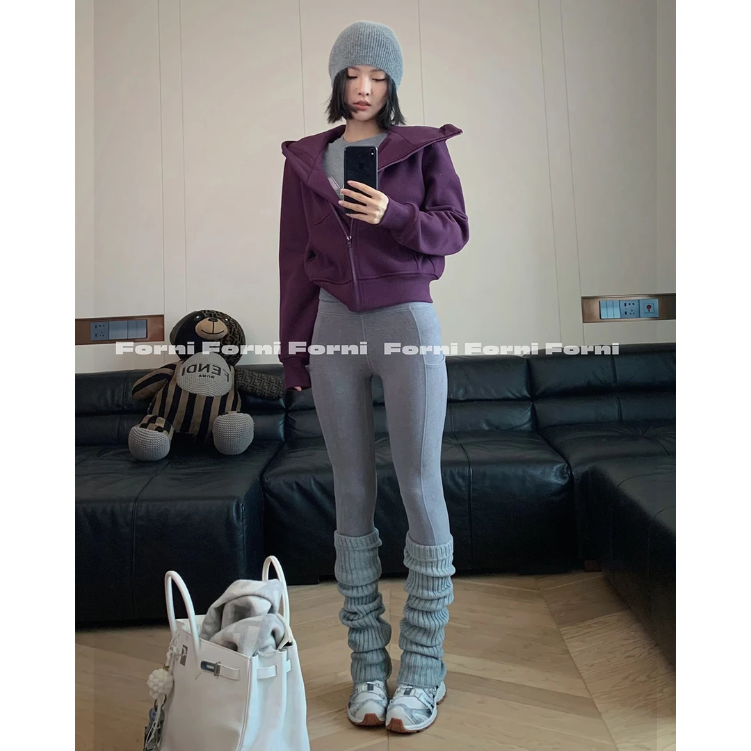 FORNI 薰衣草 连帽收腰卫衣ins百搭时髦上衣