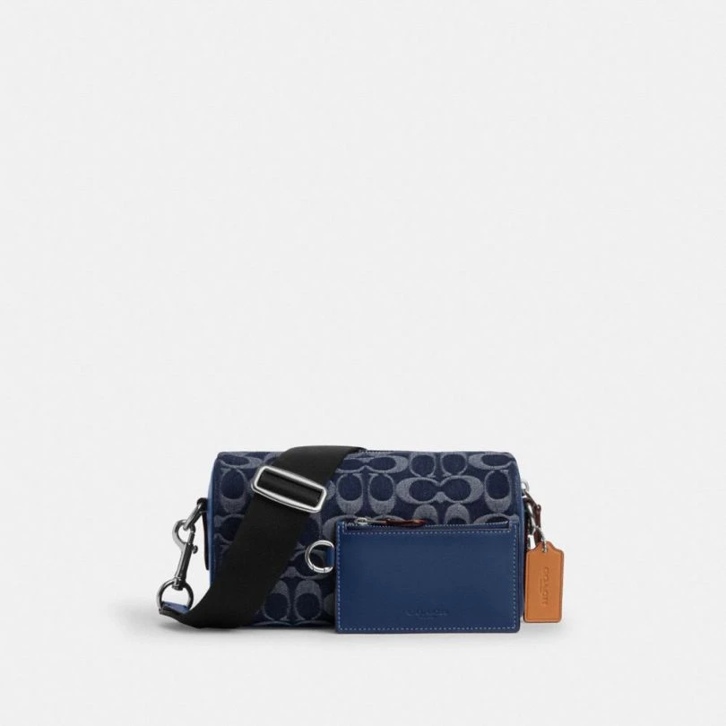COACH/蔻驰【DE】新款经典标志丹宁布AXEL斜挎包CY892 SVXR9