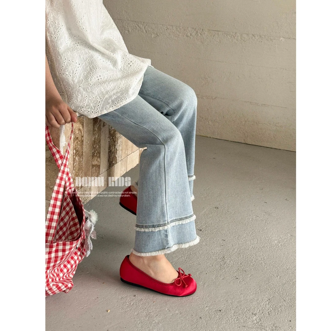 【嗒囜】女童25春秋季新款水洗微喇牛仔裤中大童百搭显瘦牛仔喇叭裤