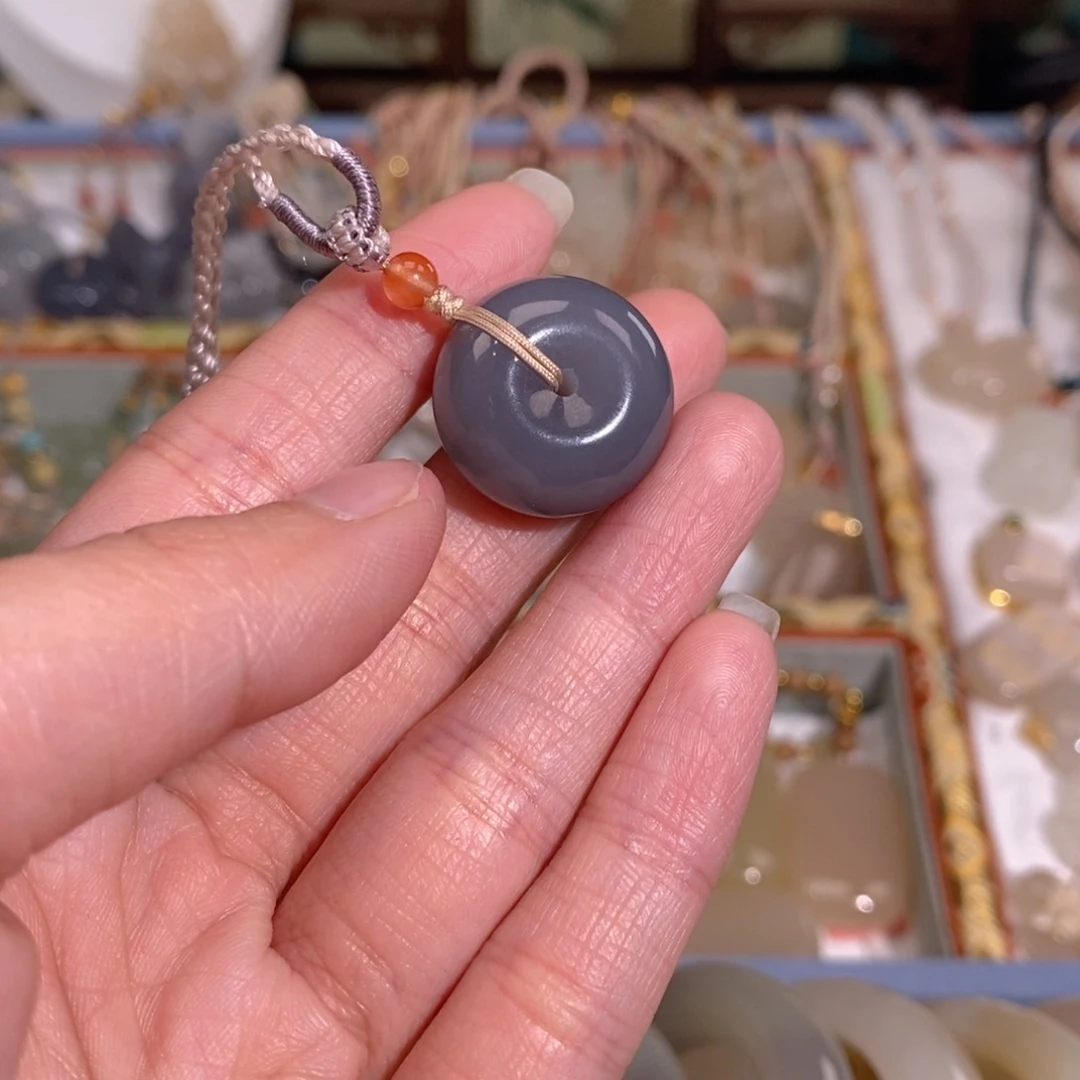 和田玉和田玉烟紫平安扣未镶嵌