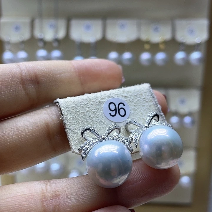 淡水珍珠耳饰银S925镶嵌
