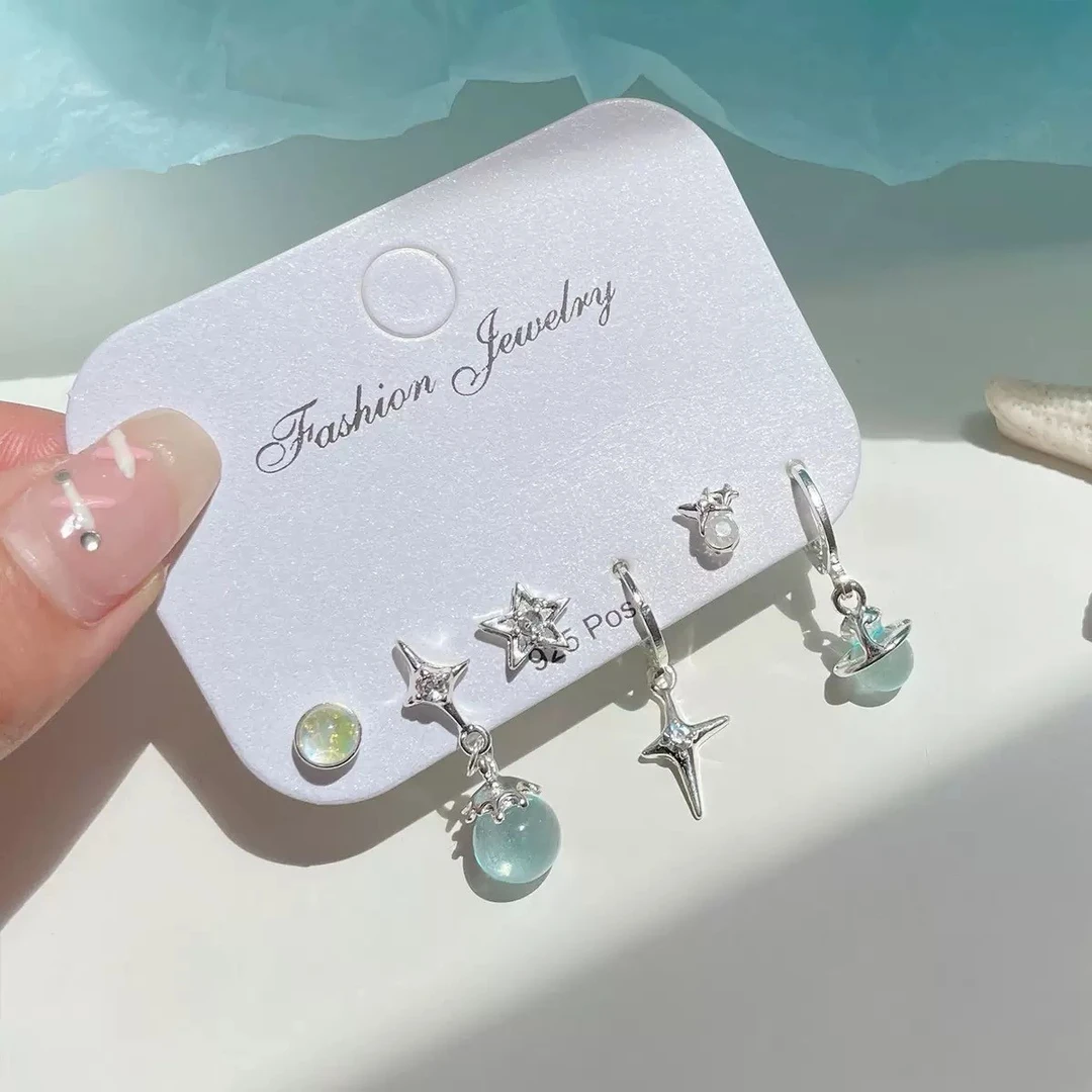 【小清新蓝色海洋系列】简约贝壳海边度假风星星耳饰