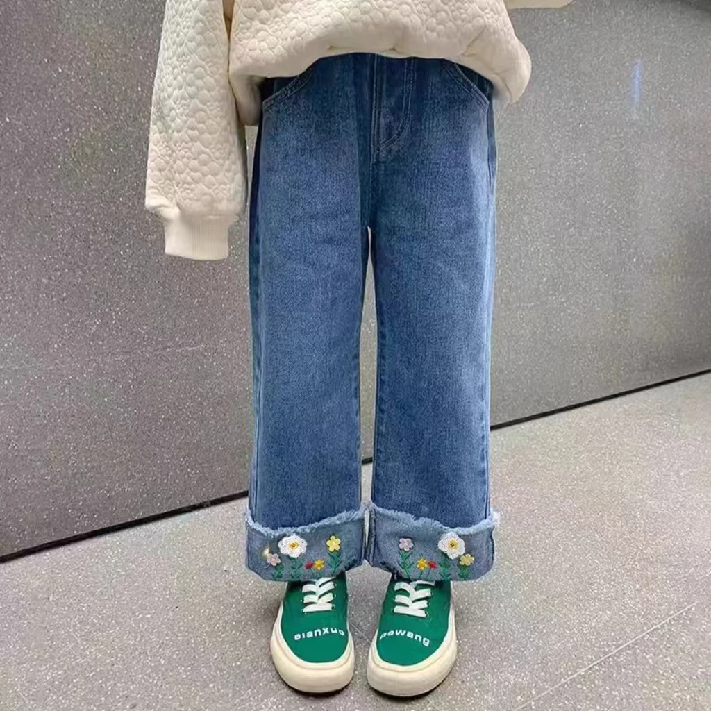 29003女童裤子春秋款新款春装长裤儿童装女宝时髦洋气牛仔阔腿裤