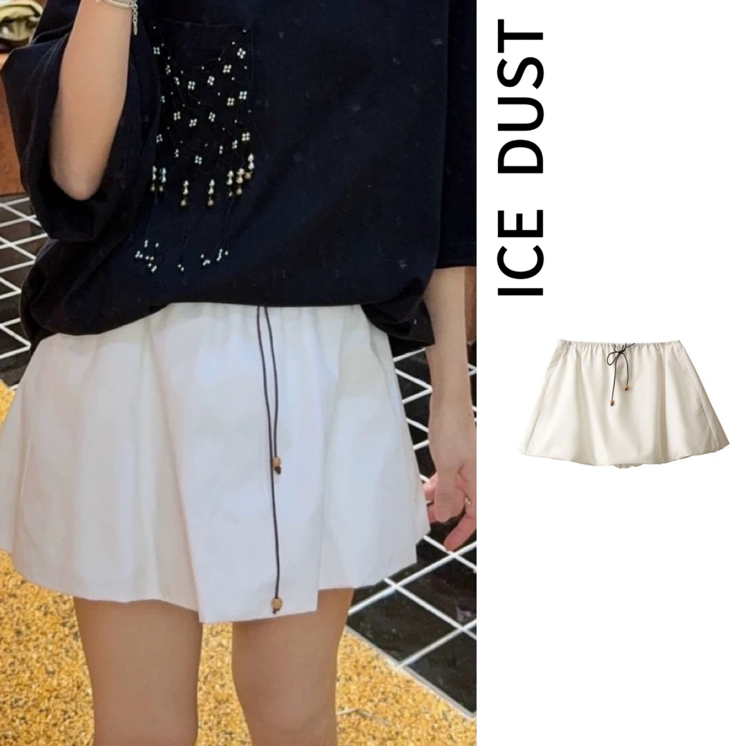 “ICE DUST”设计师品牌25春夏纯色抽绳蓬蓬裙——黑鸭子买手店