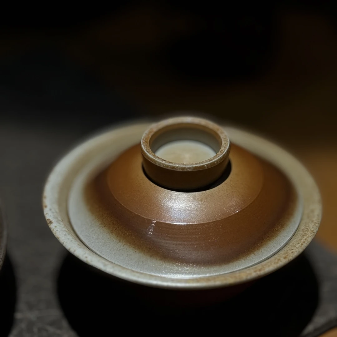 谢加阔柴烧琥珀云顶盖碗